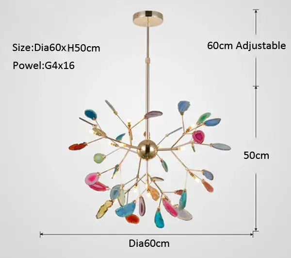 agate branch chandelier gold glass dining room light
