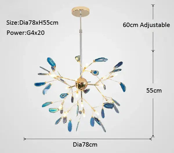 agate branch chandelier gold glass dining room light