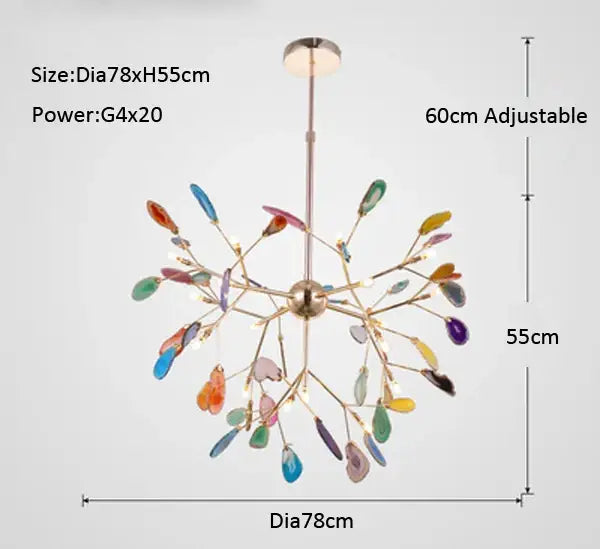 agate branch chandelier gold glass dining room light