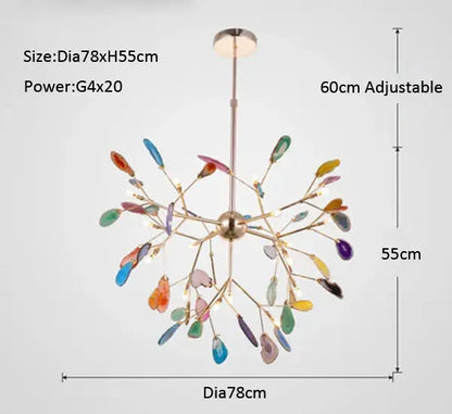 agate branch chandelier gold glass dining room light