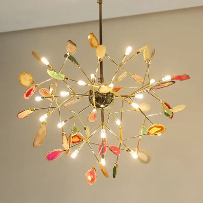 agate branch chandelier gold glass dining room light