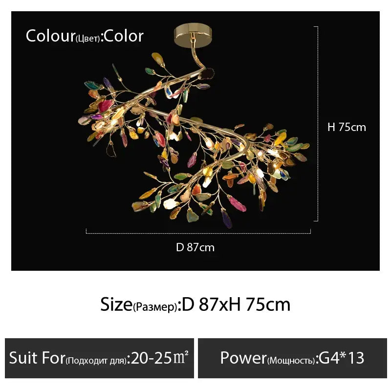 agate branch chandelier gold glass dining room light