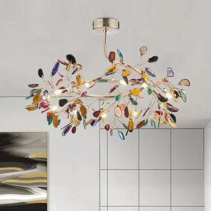 agate branch chandelier gold glass dining room light