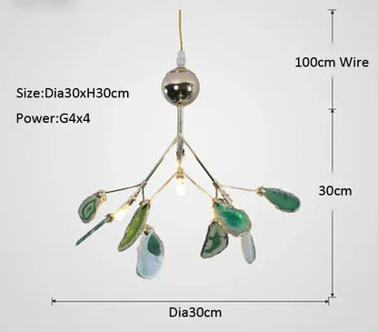 agate branch chandelier gold glass dining room light