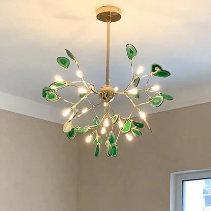 agate branch chandelier gold glass dining room light