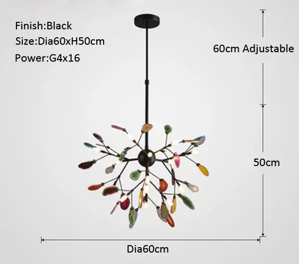 agate branch chandelier gold glass dining room light