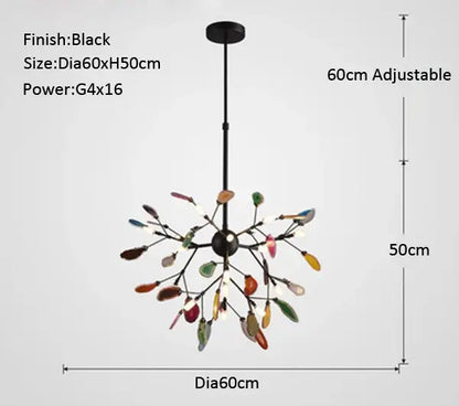 agate branch chandelier gold glass dining room light