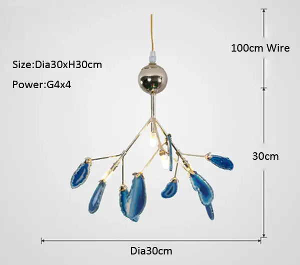 agate branch chandelier gold glass dining room light