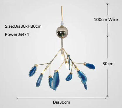 agate branch chandelier gold glass dining room light