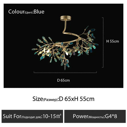 agate branch chandelier gold glass dining room light