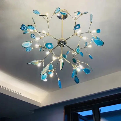 agate branch chandelier gold glass dining room light