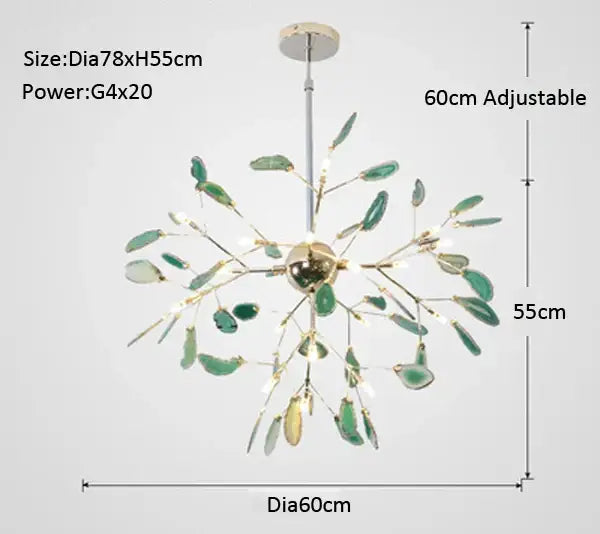 agate branch chandelier gold glass dining room light