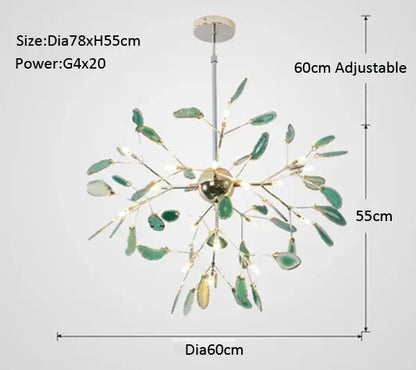 agate branch chandelier gold glass dining room light