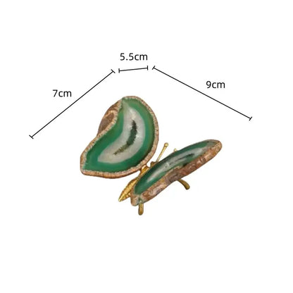 agate butterfly ornament set living room brass decor