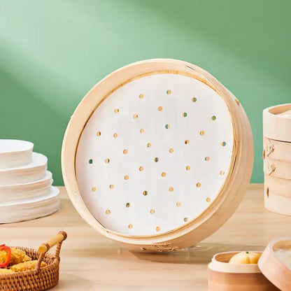 White perforated bamboo air fryer steamer liners kitchen baking papers