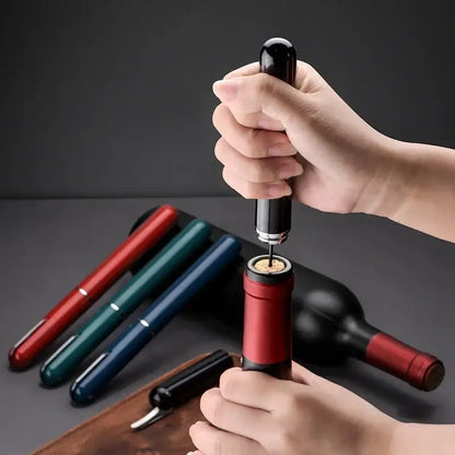 Black and silver air pump corkscrew wine opener dining room tool