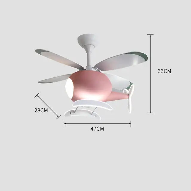 Blue & teal aircraft ceiling fan chandelier for kids bedroom