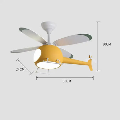 Blue & teal aircraft ceiling fan chandelier for kids bedroom