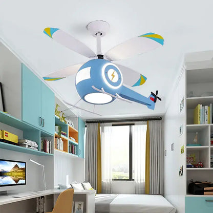 Blue helicopter ceiling fan light – kids bedroom remote chandelier