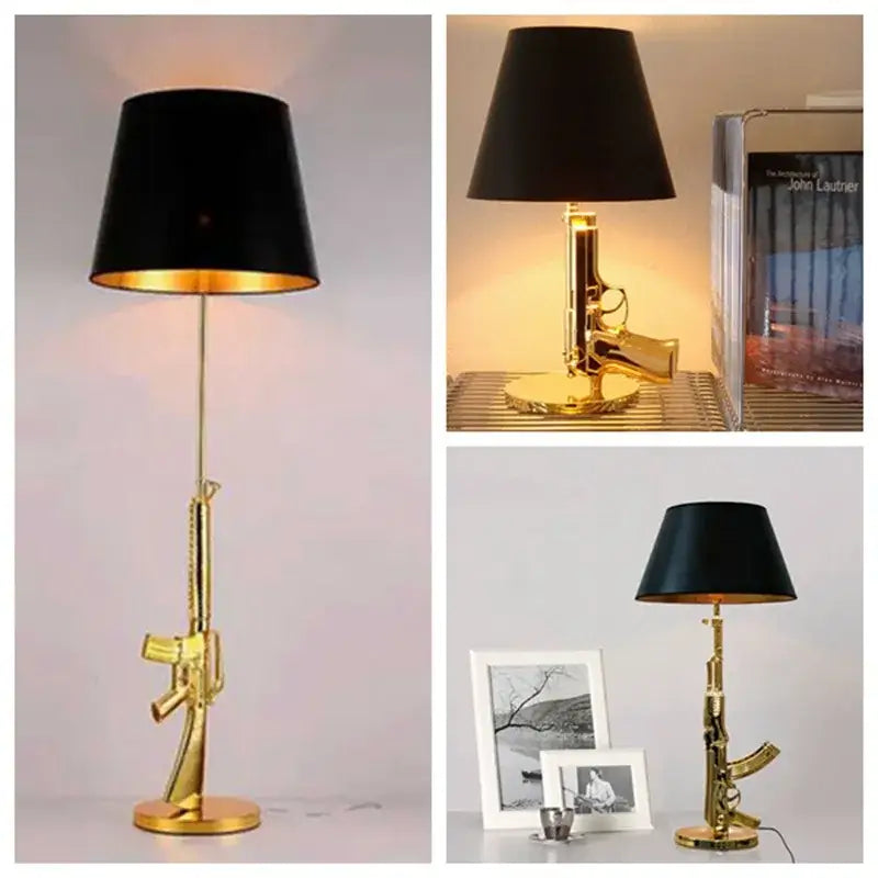 Modern gold ak47 gun design table lamp living room decor