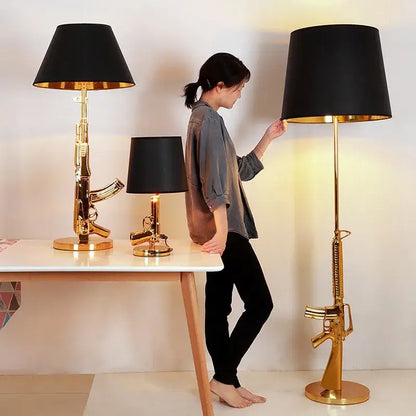 Luxury gold ak47 guns floor lamp bedroom art deco light