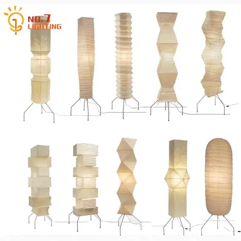 Noguchi floor lamp sculptural cream paper light for living room