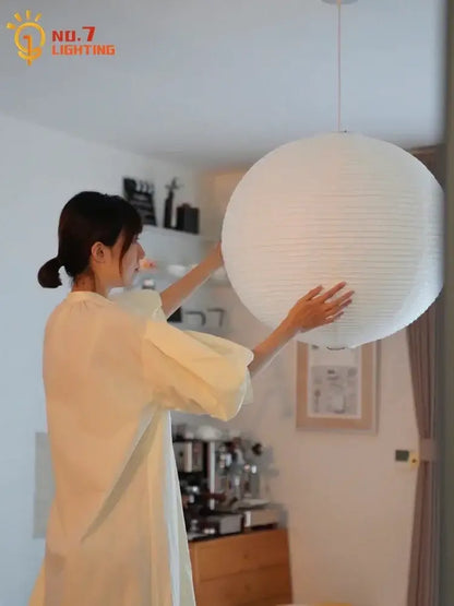 Wabi-sabi white paper noguchi led pendant lights living room