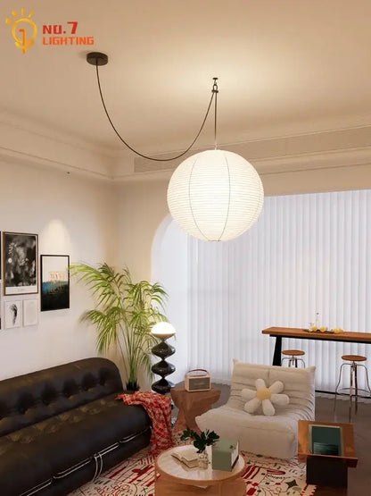 Wabi-sabi white paper noguchi led pendant lights living room