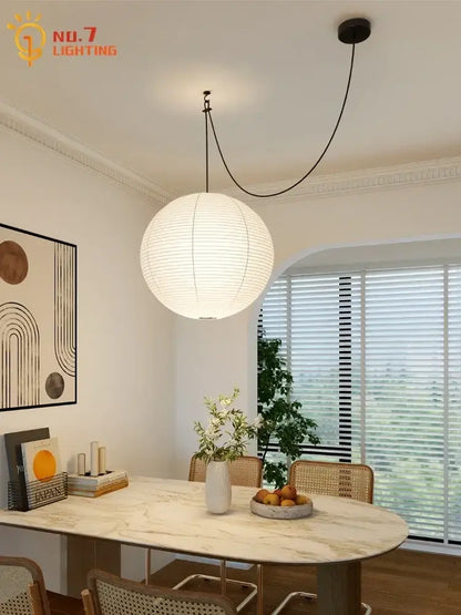 Wabi-sabi white paper noguchi led pendant lights living room