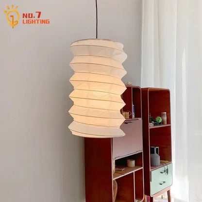 Retro cream paper spiral akari noguchi pendant light living room