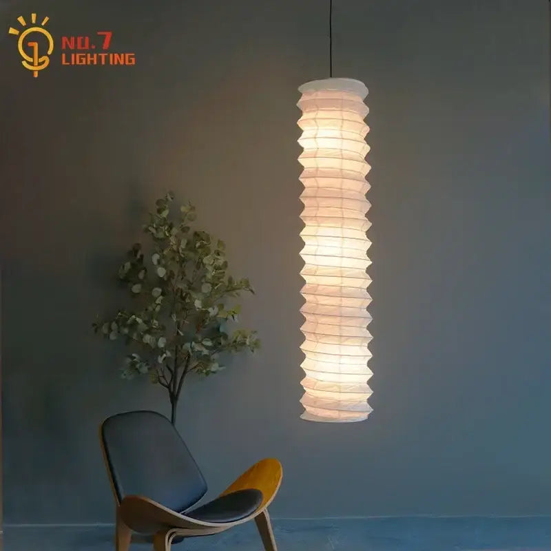 Retro cream paper spiral akari noguchi pendant light living room