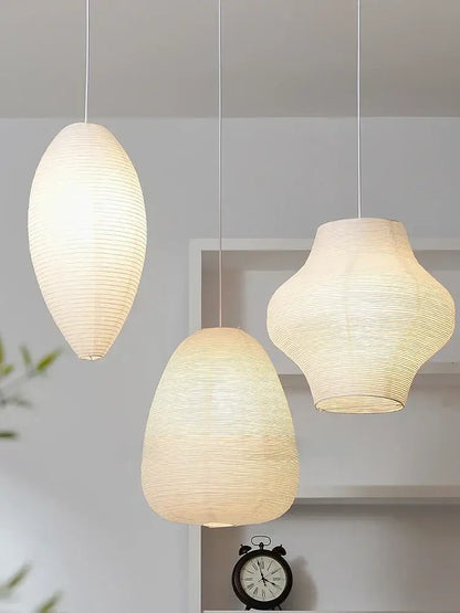 Square white rice paper pendant light for living room