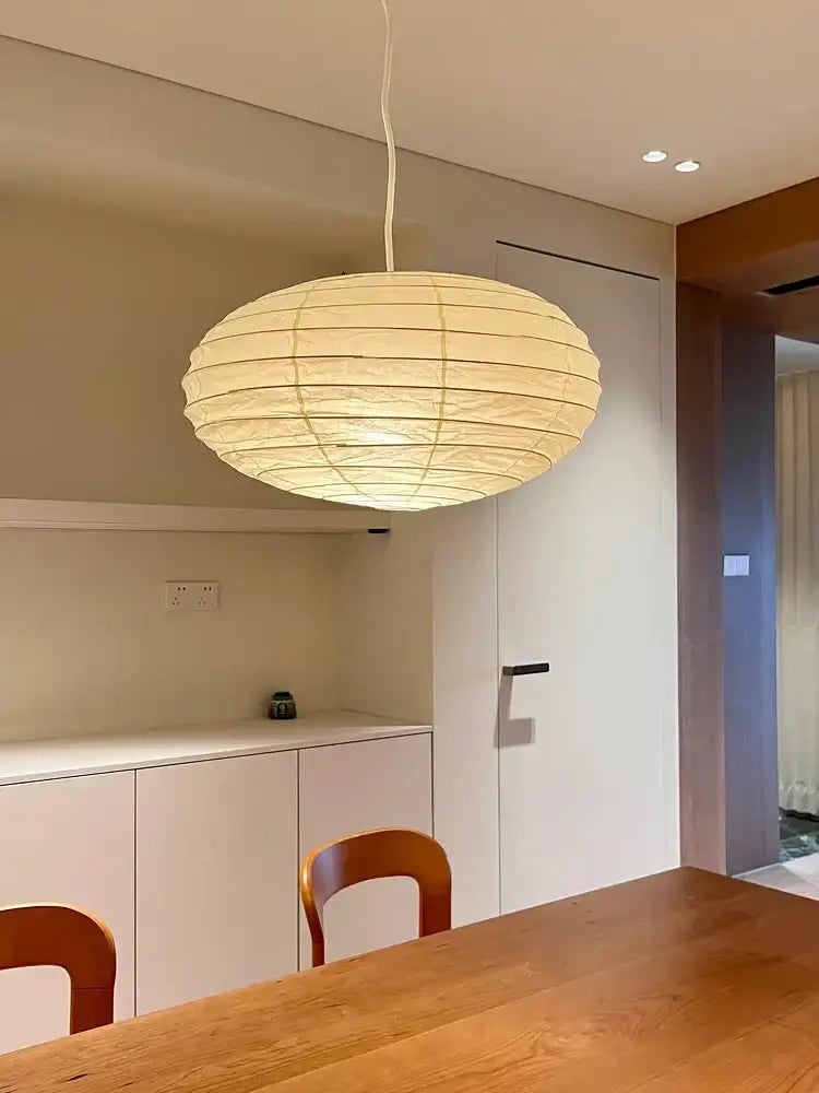 Square white rice paper pendant light for living room
