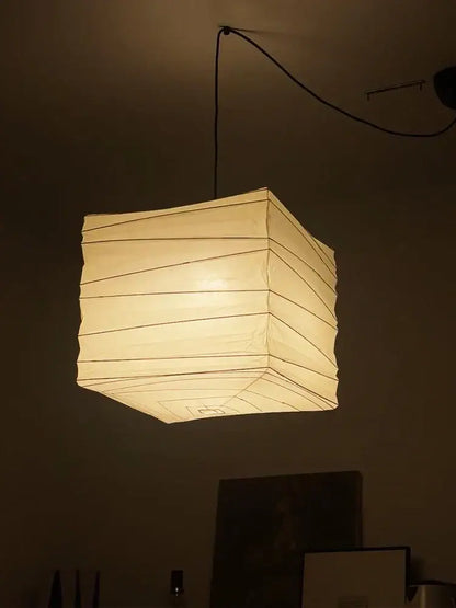 Square white rice paper pendant light for living room