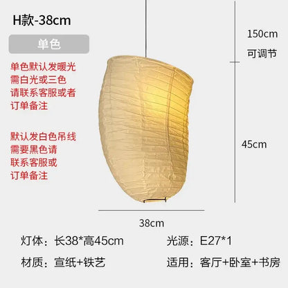 Square white rice paper pendant light for living room