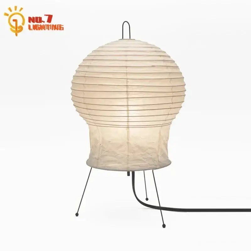 Modern geometric cream noguchi rice paper table lamp living room