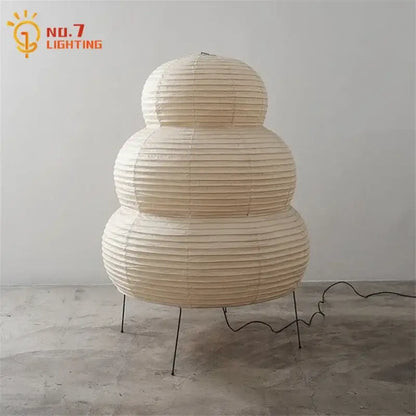 Geometric beige & black paper noguchi table lamp bedroom light