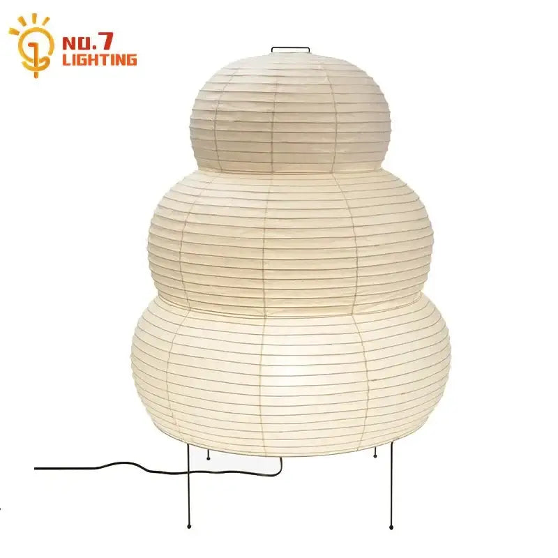 Wabi-sabi cream paper led floor lamp living room tripod light