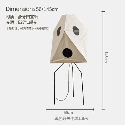 Wabi-sabi cream paper led floor lamp living room tripod light