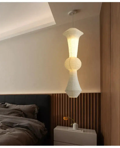 Geometric white akari rice paper pendant lamp for living room