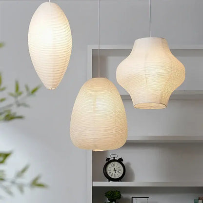 Geometric white akari rice paper pendant lamp for living room