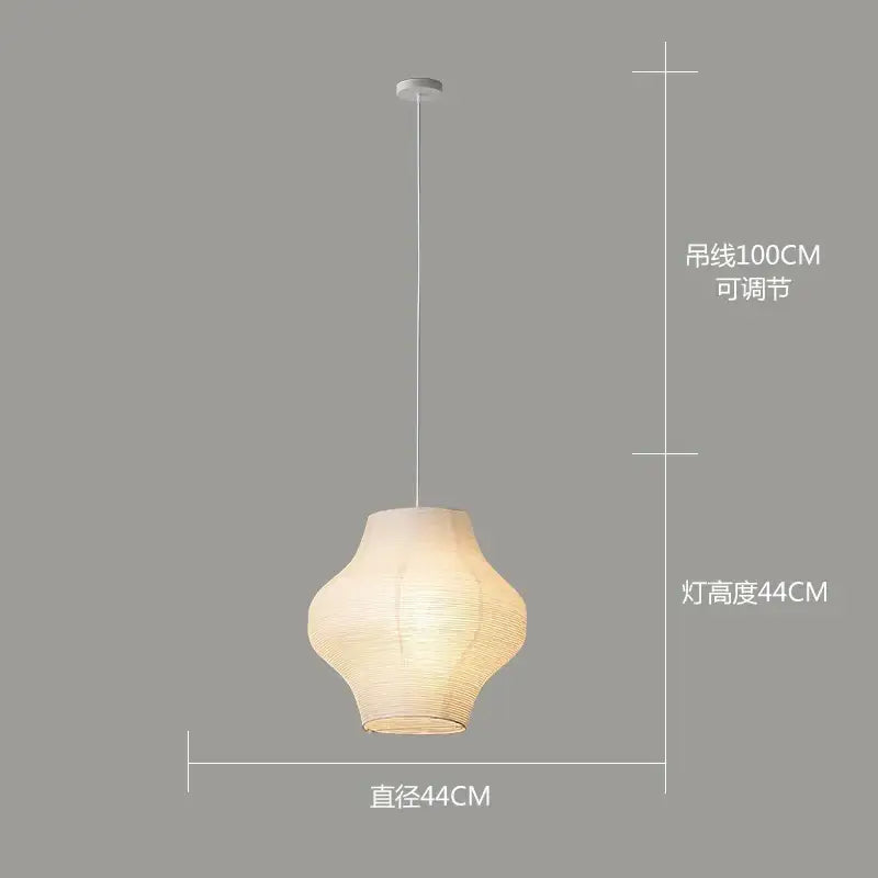Geometric white akari rice paper pendant lamp for living room