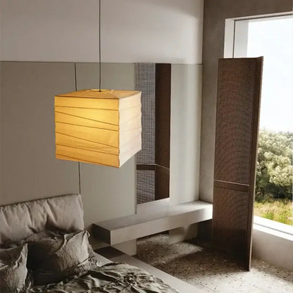 Geometric white akari rice paper pendant lamp for living room