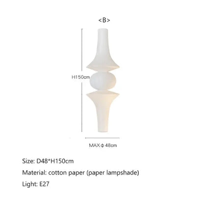 Geometric white akari rice paper pendant lamp for living room