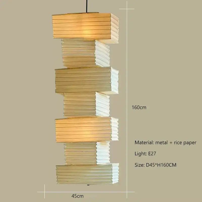 Geometric white akari rice paper pendant lamp for living room