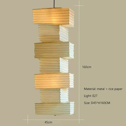 Geometric white akari rice paper pendant lamp for living room