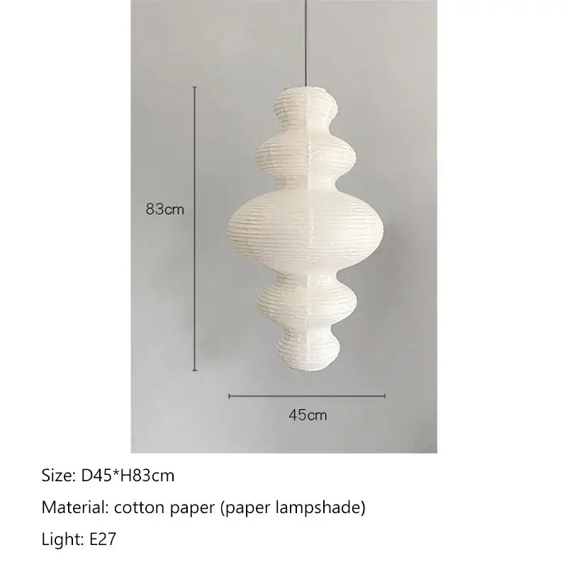 Geometric white akari rice paper pendant lamp for living room