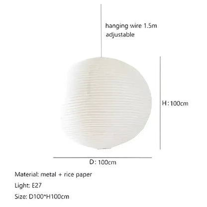Minimalist white rice paper pendant lights bedroom hanging lamp