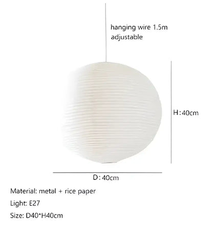 Minimalist white rice paper pendant lights bedroom hanging lamp
