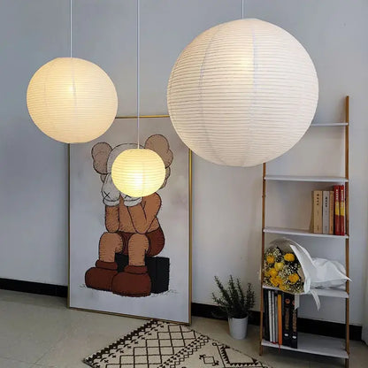 Minimalist white rice paper pendant lights bedroom hanging lamp